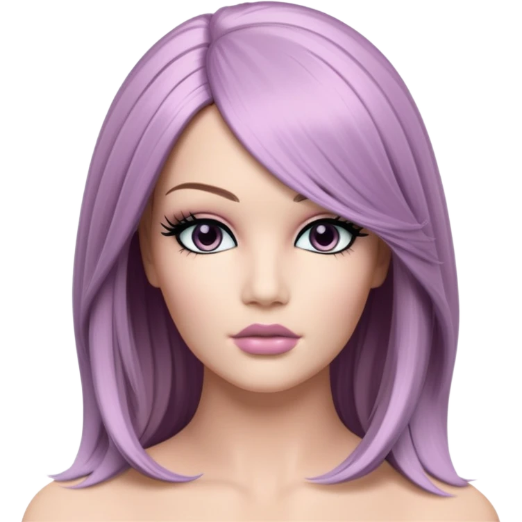 Bust Down Wig” Emoji Icon  A minimalist bust-down middle part wig on a mannequin head, with soft baby hairs, sleek and shiny. Colors in mauve and jet black. Feminine baddie vibe.  emoji