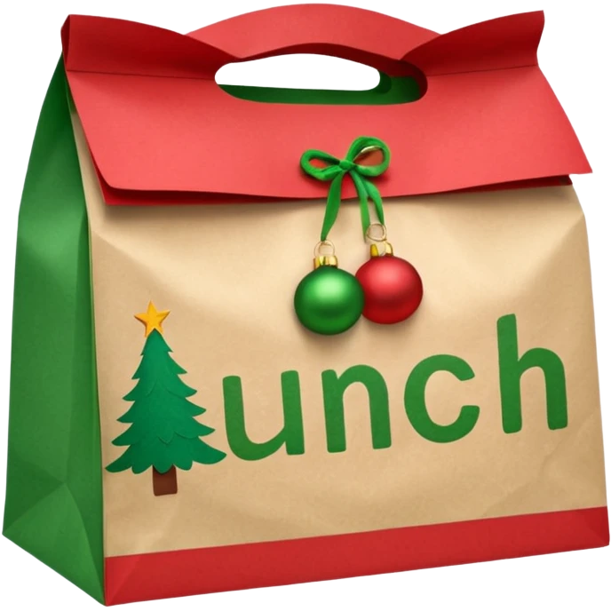 christmas paper lunch bag with the word lunch on it emoji