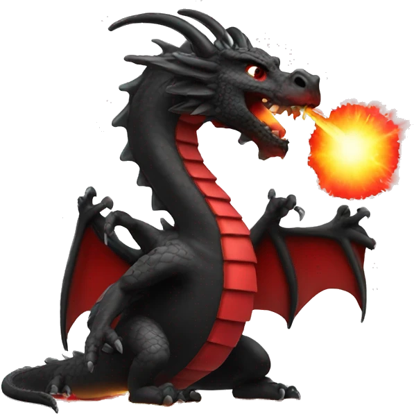 Black dragon spitting a red beam of light emoji