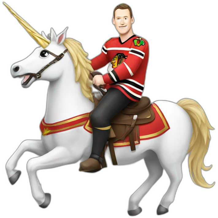 Jonathan Toews riding a unicorn emoji