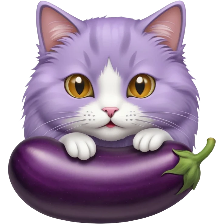A cat sucking a eggplant emoji