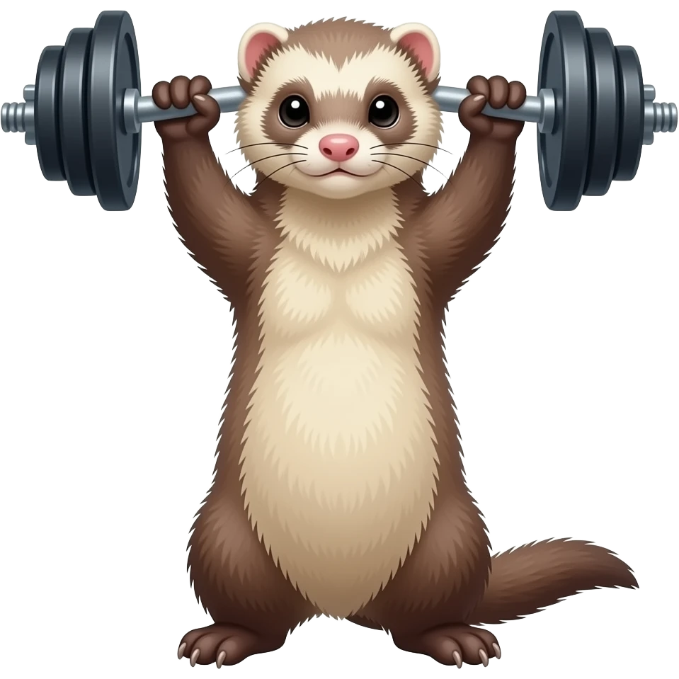 Ferret lifting weights emoji
