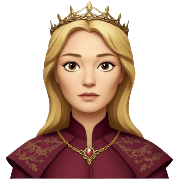 Cinematic Realistic Cersei Lannister Portrait, depicted with lifelike skin texture, subtle rosy undertones, and soft natural lighting that enhances the gentle contours of her face. Her intricately detailed golden blonde hair is elegantly styled , emoji