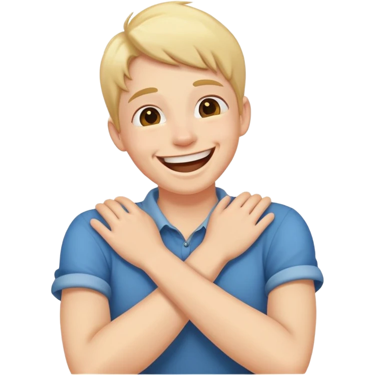 Someone laughing with arms on their neck ￼ emoji
