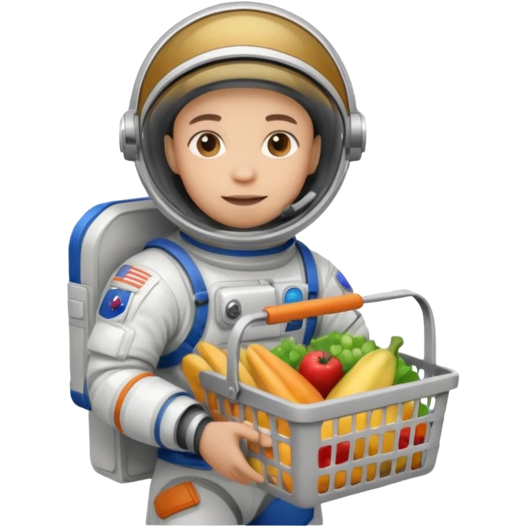 astronauta con canasta para hacer compras vacía emoji