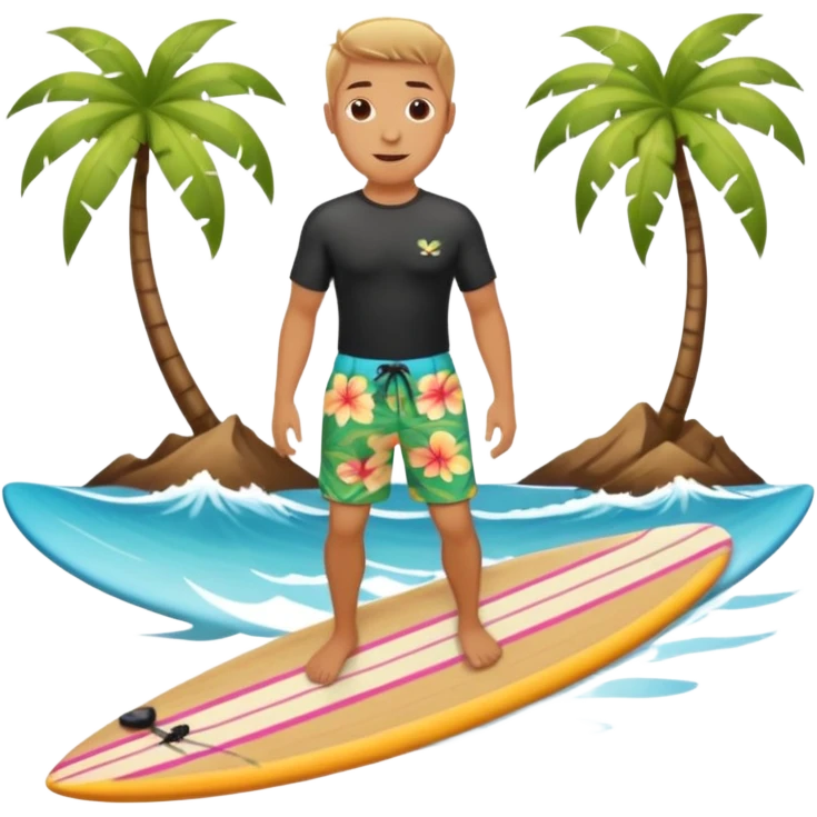 cute island surfer life emoji