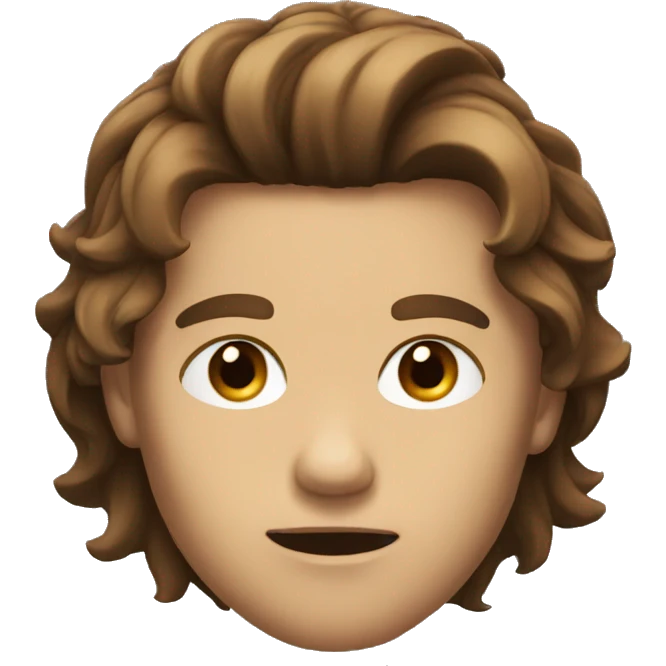 mean boy with brown long hair emoji
