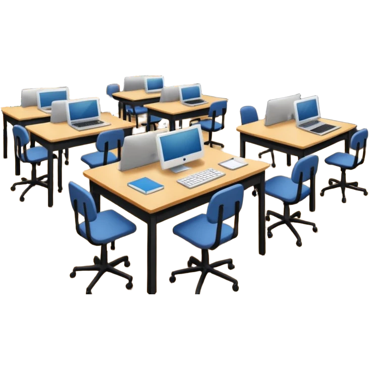 Birdseye view of large study space with students working separately emoji