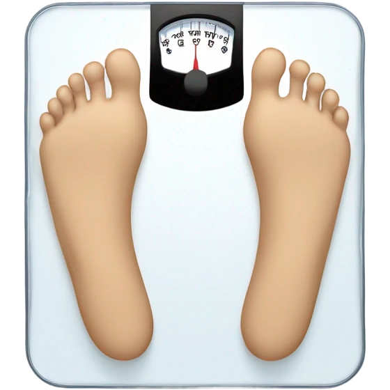 Man’s bare legs and feet on square weight loss scale emoji