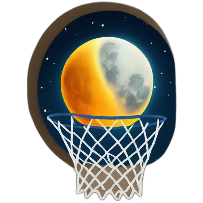 Moon in the basketball basket emoji
