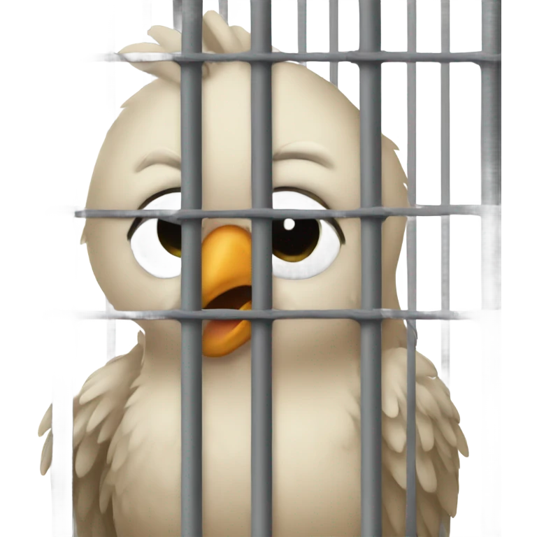A crying chicken in jail emoji