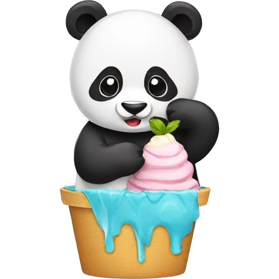 Panda eating ice cream emoji