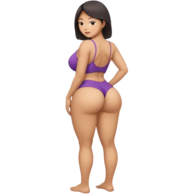 Full body big breast big booty Naked asian woman bent over emoji
