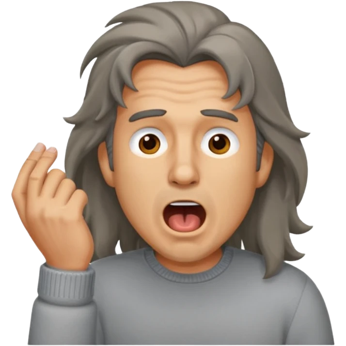 yawning long haired man in sweater emoji