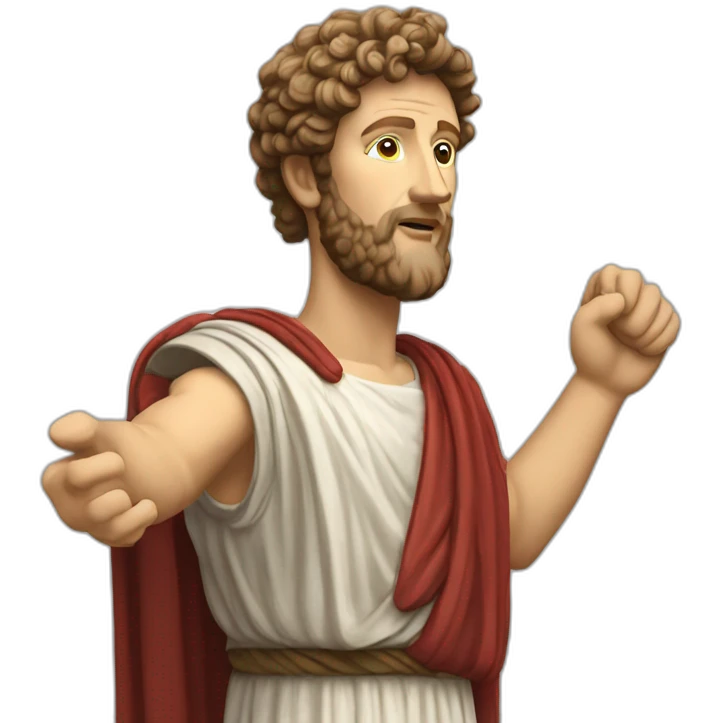 marcus aurelius arms stretched out holding something emoji