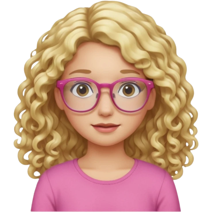 blond girl long curly hair pink top with glasses emoji