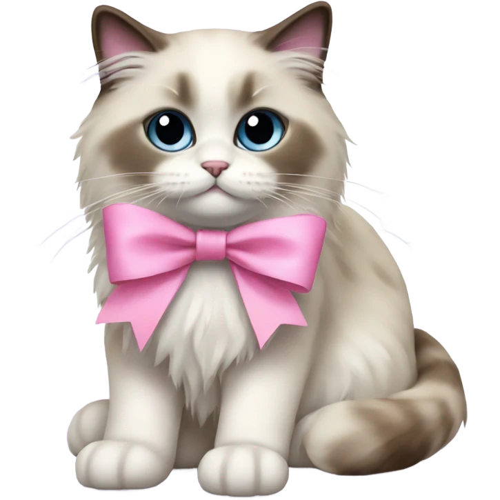 Ragdoll cat with a pink bow emoji