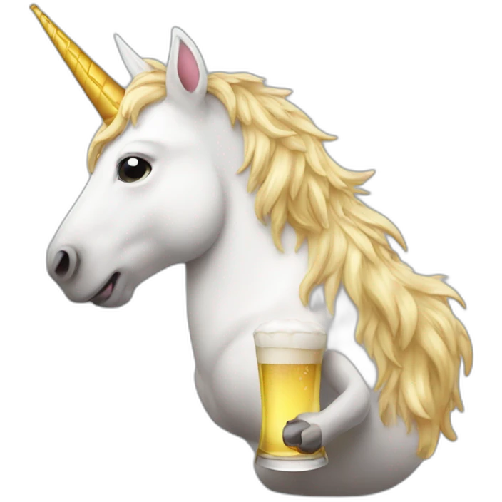 unicorn drinking a beer emoji