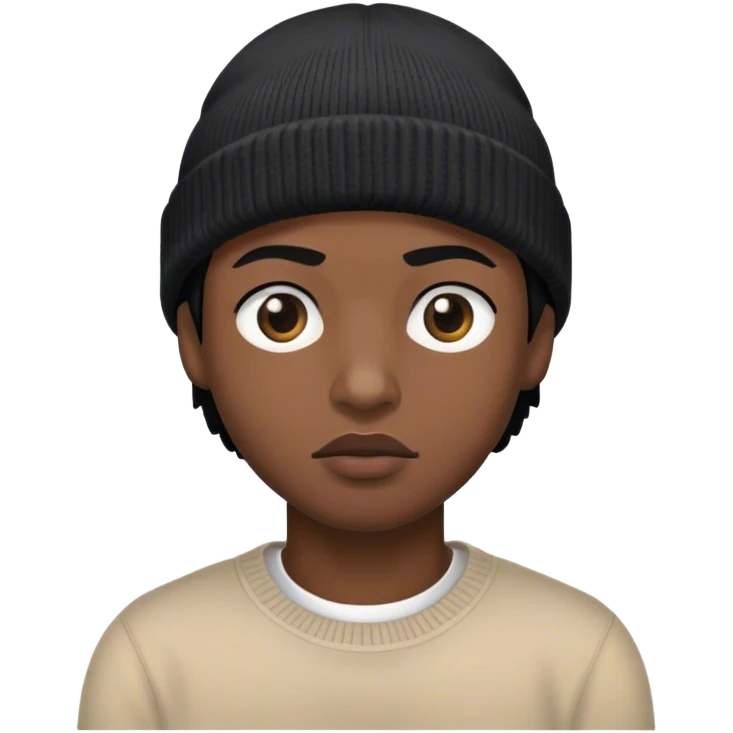 a black cylops whit black hair and a beanie emoji