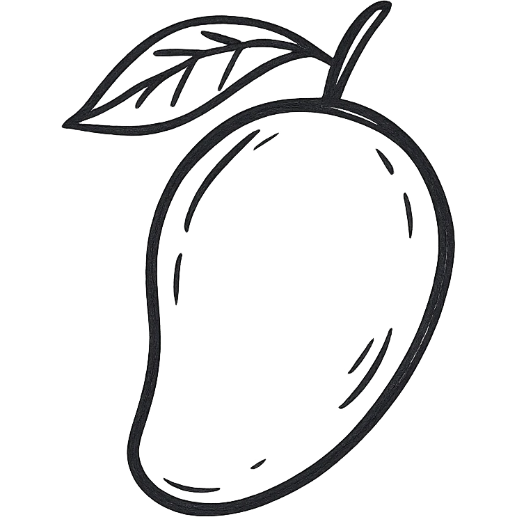 a hand drawn mango with no fill emoji
