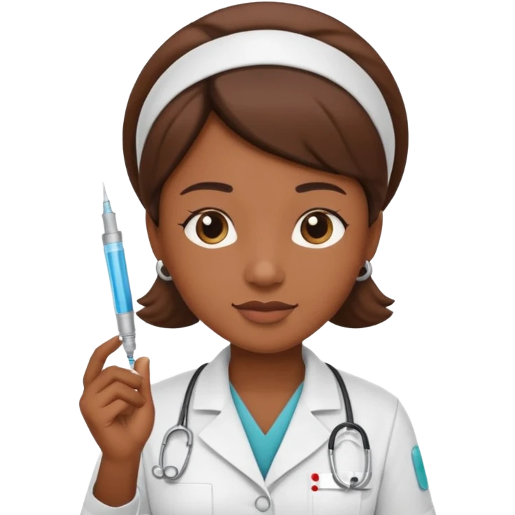 brown skin nurse holding vaccination needle emoji