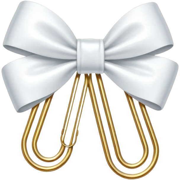 one gold paper clip with a white bow in the middle emoji