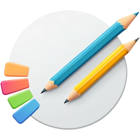 digital graphic template with a pencil, crop icon, and color palette tools around it emoji