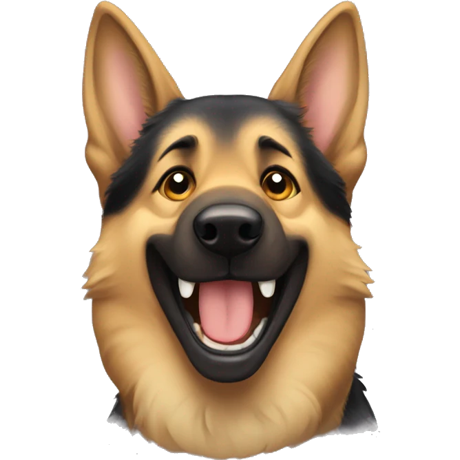 German shepherd laughing with tears coming out of their eyes  emoji