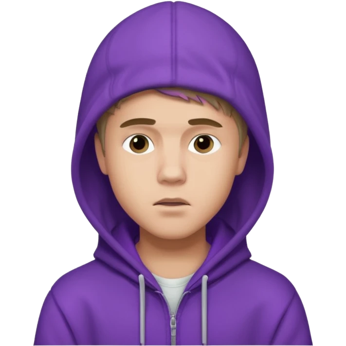 justin bieber, wear purple hoodie emoji