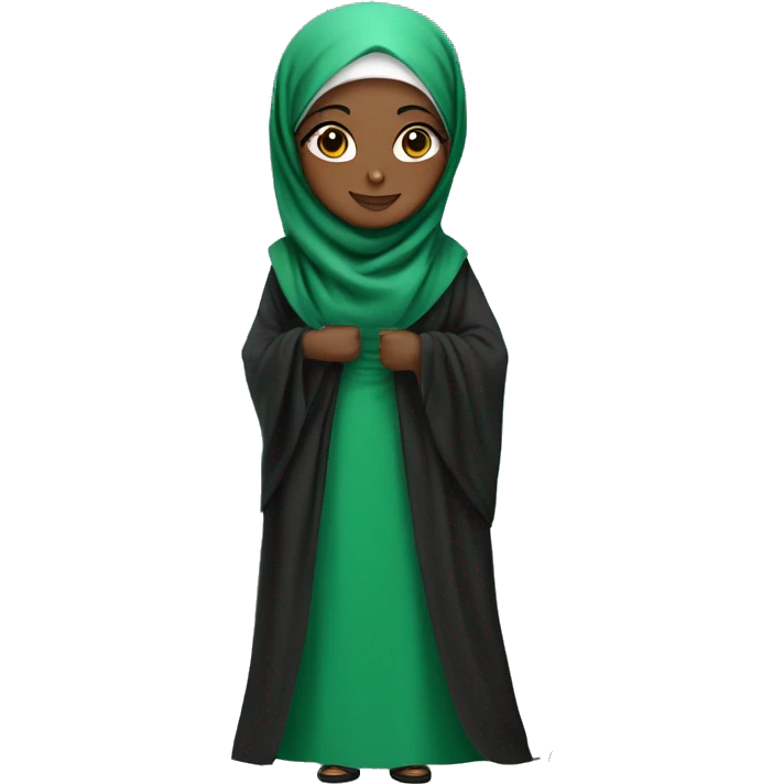 Ultra-detailed African hijabi standing in beautiful green abaya emoji