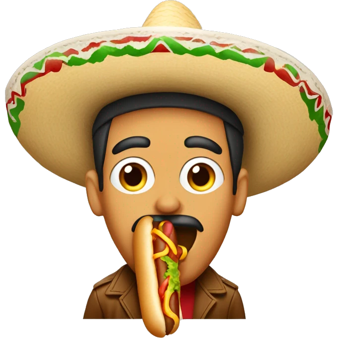Mexican man wearing a sombrero, licking a hotdog emoji