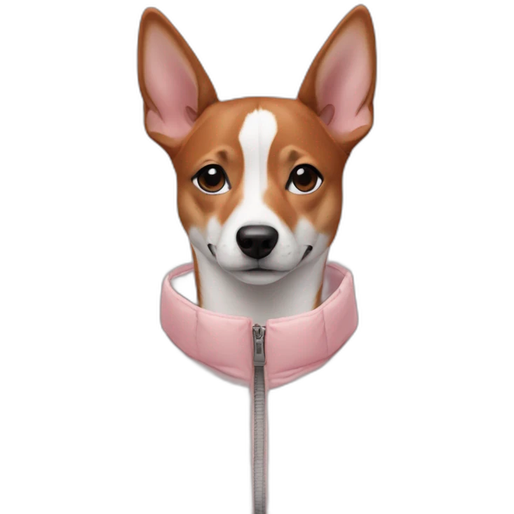 Japanese girl and basenji in light pink puffer jacket emoji
