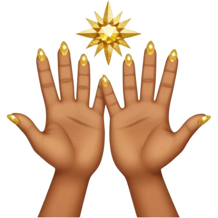 Ανοιχτα χερια με γκλιτερ γραφει συμβολισμος emoji