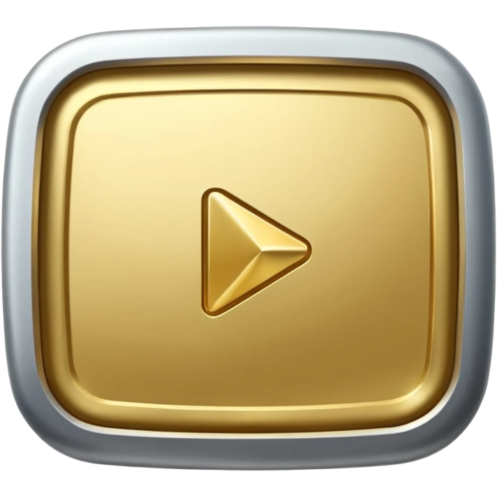 YouTube golden play button with silver edges. make it caricature type emoji