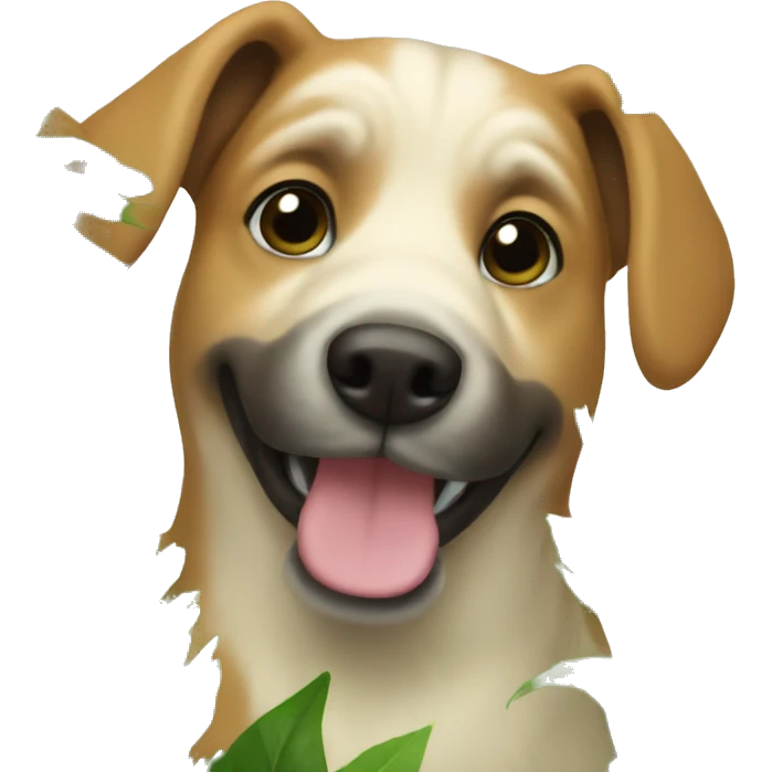 dog among plants emoji