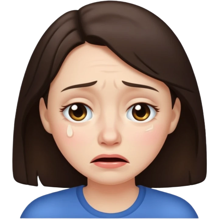 Brunette mom crying emoji