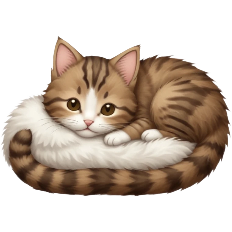 dark brown tabby and white kitten sleeping upside down on its back emoji