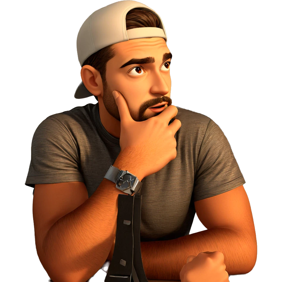 thoughtful young man indoors emoji