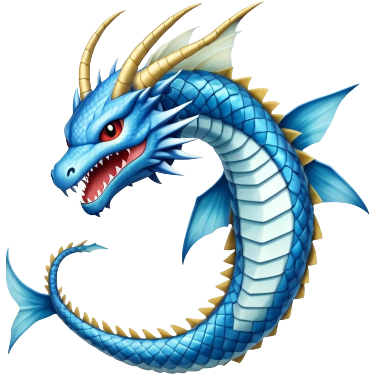 Gyarados from Pokemon, blue serpentine dragon emoji