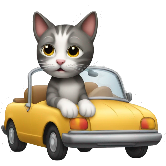 Cat riding in a car emoji