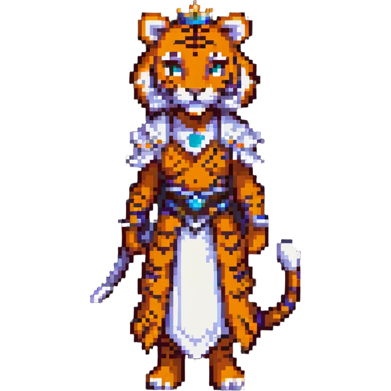 tiger human princess, pixel art style emoji