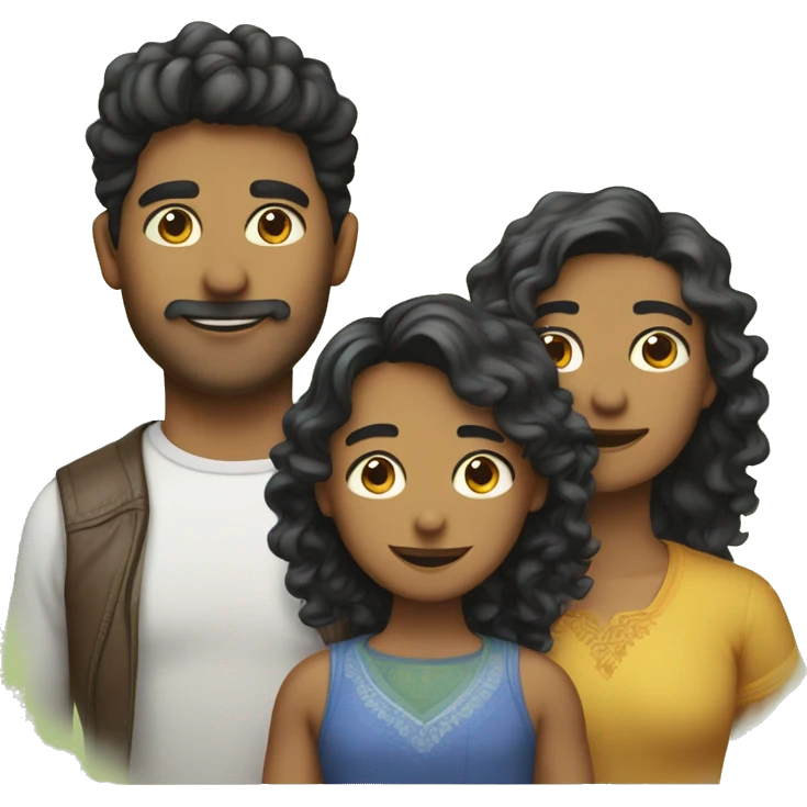 Gay couple, one indian with mid long curly hait, one colombian with short hair and a little bear  emoji