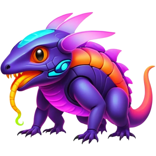 futuristic lush warm-colored neon Fakémon-Vernid-creature emoji