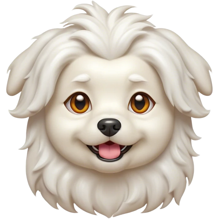 Cinematic Comical Wavy-Haired Maltese Dog Portrait Emoji, Head tilted dramatically with an exaggeratedly amused or surprised expression, featuring a silky, wavy-haired white coat with a playful sheen, wide, expressive dark eyes filled with exaggerated disbelief, Simplified yet hilariously expressive features, highly detailed, glowing with a slightly sassy glow, high shine, dramatic yet playful, stylized with an air of cheeky charm, bright and endearing, soft glowing outline, capturing the essence of a spirited and over-the-top companion, so meme-worthy it feels like it could side-eye its way into internet fame instantly! emoji