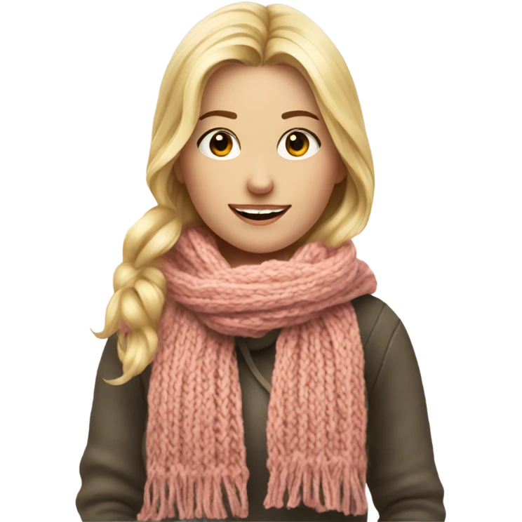 Beautiful finish blonde girl knitting scarf  emoji