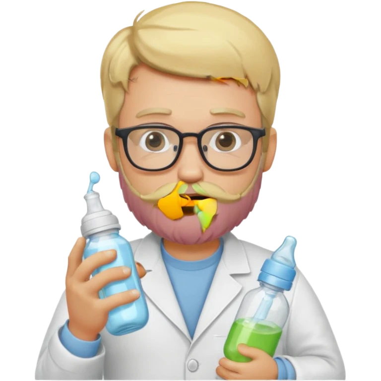 blonde bearded man with glasses with baby bottle emoji