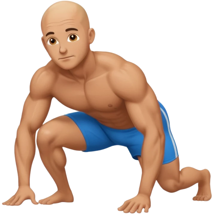 Athletic bald man on all fours emoji