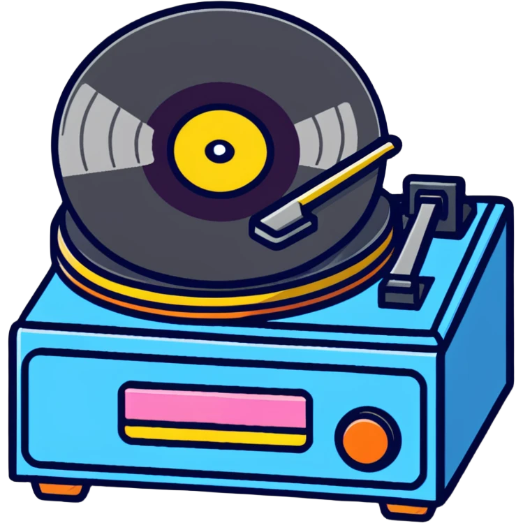 retro record player with disco vinyl emoji