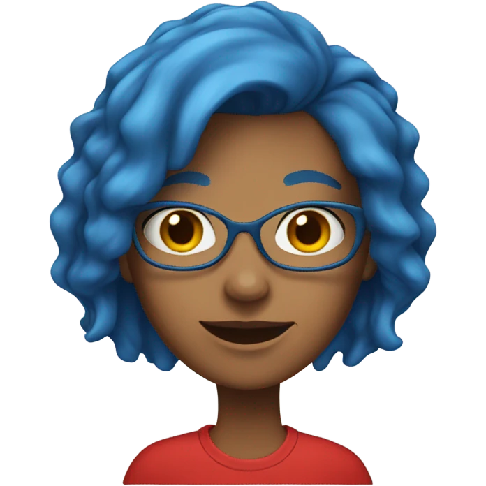 a woman with blue hair in red tshirt emoji