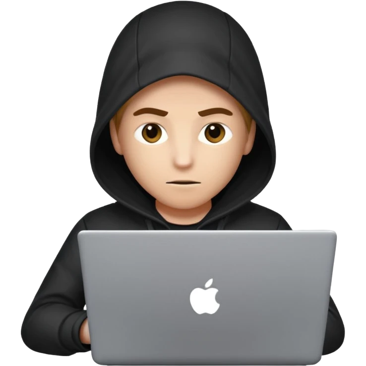 hacker with laptop and code emoji